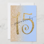 Invitation Parties scintillant en or bleu moderne Ombre Quinc (Dos)