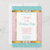 Invitation Parties scintillant en or bleu rose Turquoise Diam