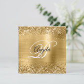 Invitation Parties scintillant en or brillant Faux Brossé Mon (Debout devant)