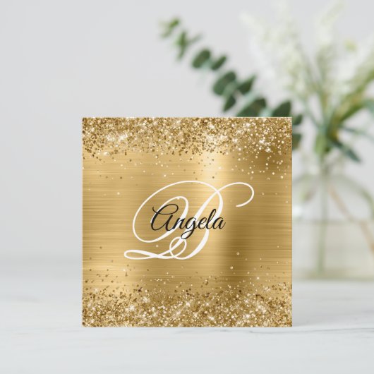 Invitation Parties scintillant en or brillant Faux Brossé Mon (Debout devant)