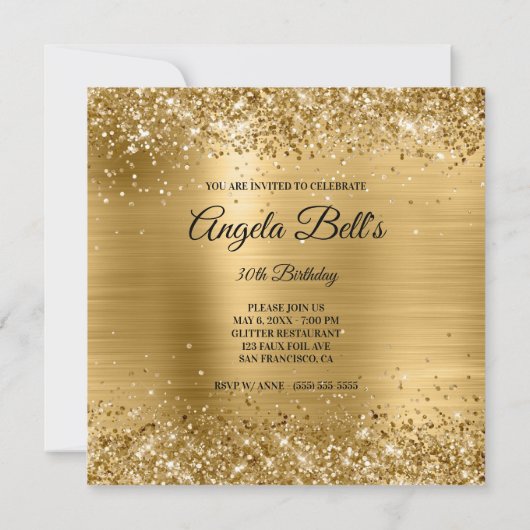 Invitation Parties scintillant en or brillant Faux Brossé Mon (Dos)