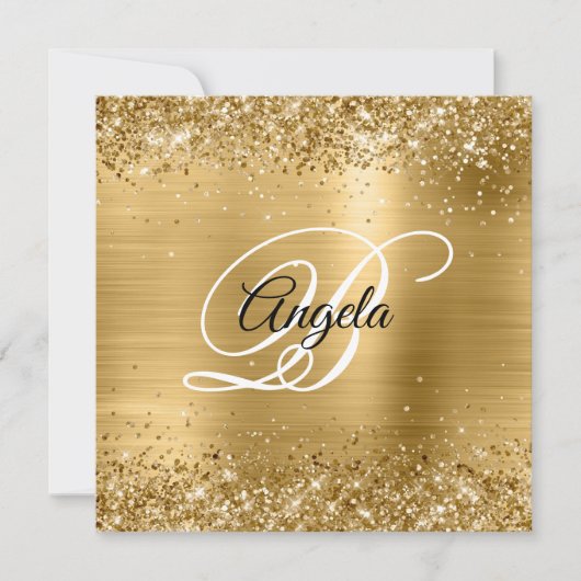 Invitation Parties scintillant en or brillant Faux Brossé Mon (Devant)