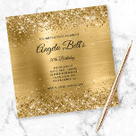 Invitation Parties scintillant en or brillant Faux Brossé Mon<br><div class="desc">Une invitation glamour monogrammée de 30ème anniversaire pour elle. Faux parties scintillant dorée brillante avec éclat contre une image de représentation graphique en feuille de métal brossé. On peut customiser le monogramme de calligraphie noir et blanc au centre. Tous les éléments brillants et brillants de ce design girly moderne sont...</div>