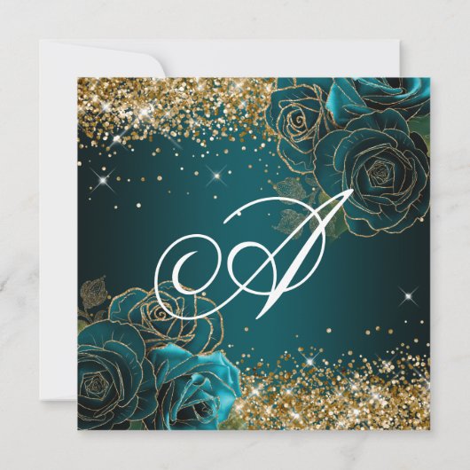 Invitation Parties scintillant en or brillant Rose Turquoise  (Dos)