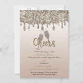 Invitation Parties scintillant en or Champagne  en verre Fian (Devant)