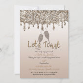 Invitation Parties scintillant en or Champagne  en verre Fian (Devant)