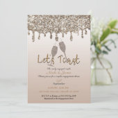 Invitation Parties scintillant en or Champagne  en verre Fian (Debout devant)