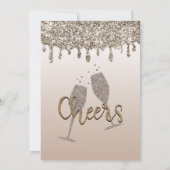 Invitation Parties scintillant en or Champagne  en verre Fian (Dos)