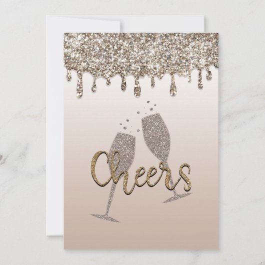 Invitation Parties scintillant en or Champagne en verre Fian (Dos)