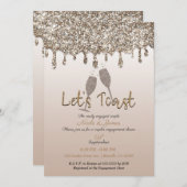 Invitation Parties scintillant en or Champagne  en verre Fian (Devant / Derrière)