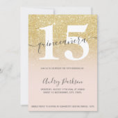 Invitation Parties scintillant en or chic rose poubelle quinc (Devant)