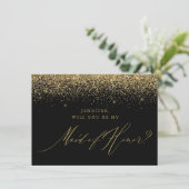Invitation Parties scintillant en or chic Script Black Maid o (Debout devant)
