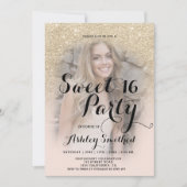 Invitation Parties scintillant en or clair moderne ombre phot (Devant)