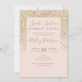 Invitation parties scintillant en or clair typographie rose p (Devant)