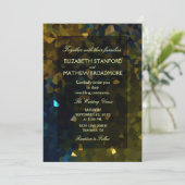 Invitation Parties scintillant en or et en cristal bleu (Debout devant)