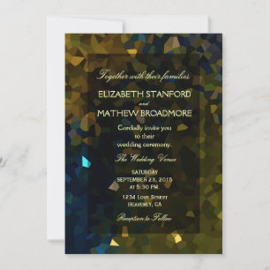 Invitation Parties scintillant en or et en cristal bleu