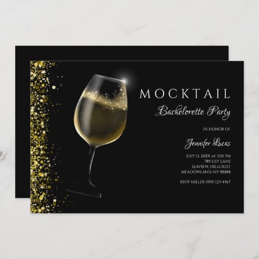 Invitation Parties scintillant en or étincelant Bachelorette  (Devant / Derrière)
