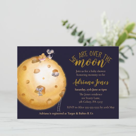 Invitation Parties scintillant en or Faux, lune faite de from (Debout devant)