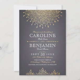 Invitation Parties scintillant en or glam art déco mariage vi