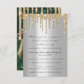 Invitation Parties scintillant en or gris gouttes d'Anniversa (Devant / Derrière)