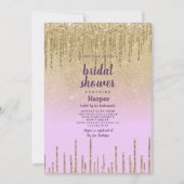 Invitation Parties scintillant en or lavande Fête des mariées (Devant)