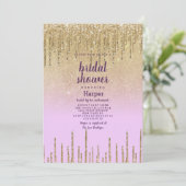 Invitation Parties scintillant en or lavande Fête des mariées (Debout devant)