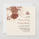 Invitation Parties scintillant en or lin aquarelle floral isl (Devant)