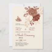 Invitation Parties scintillant en or lin aquarelle florale is (Devant)