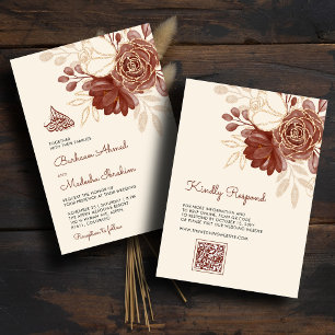 Invitation Parties scintillant en or lin aquarelle florale is