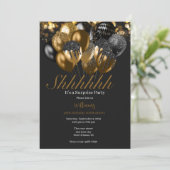 Invitation parties scintillant en or noir ballons d'anniversa (Debout devant)