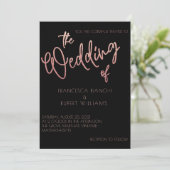 Invitation Parties scintillant en or noir et Rose Mariage Art (Debout devant)