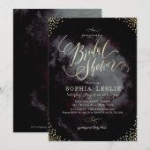 Invitation Parties scintillant en or noir glam Fête des marié (Devant / Derrière)
