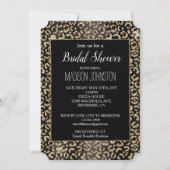 Invitation Parties scintillant en or noir glam Leopard (Devant)