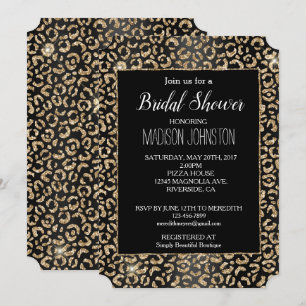 Invitation Parties scintillant en or noir glam Leopard