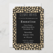 Invitation Parties scintillant en or noir Leopard (Devant)