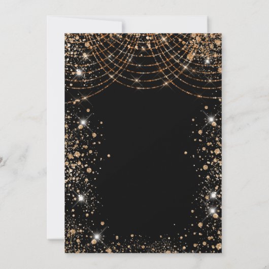Invitation Parties scintillant en or noir mascarade luxe Quin (Dos)