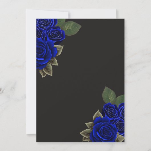 Invitation Parties scintillant en or noir Rose bleu Tiara Qui (Dos)