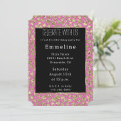Invitation Parties scintillant en or noir rose Leopard (Debout devant)