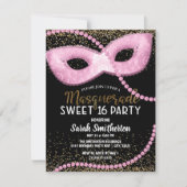 Invitation Parties scintillant en or noir rose Masquerade Swe (Devant)