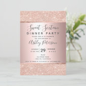 Invitation Parties scintillant en or rose à huile typographie (Debout devant)