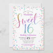 Invitation Parties scintillant en or rose bleu Confetti Sweet (Devant)