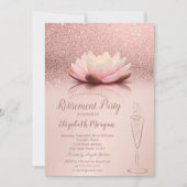 Invitation Parties scintillant en or rose Bokeh Lotus Glass R (Devant)