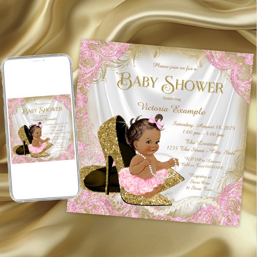 Invitation Parties scintillant en or rose Chaussure Pearl Bab