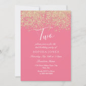 Invitation Parties scintillant en or rose Confetti 2e anniver (Devant)