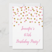 Invitation Parties scintillant en or rose Confetti 65 et fabu (Devant)