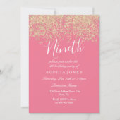 Invitation Parties scintillant en or rose Confetti 9e anniver (Devant)