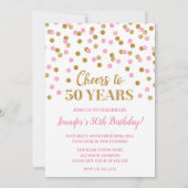 Invitation Parties scintillant en or rose Confetti encourage  (Dos)