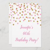 Invitation Parties scintillant en or rose Confetti encourage  (Devant / Derrière)