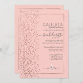 Invitation Parties scintillant en or rose Confetti Side Bache (Devant / Derrière)