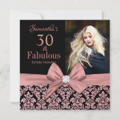 Invitation parties scintillant en or rose damask 30th Birthda (Devant)